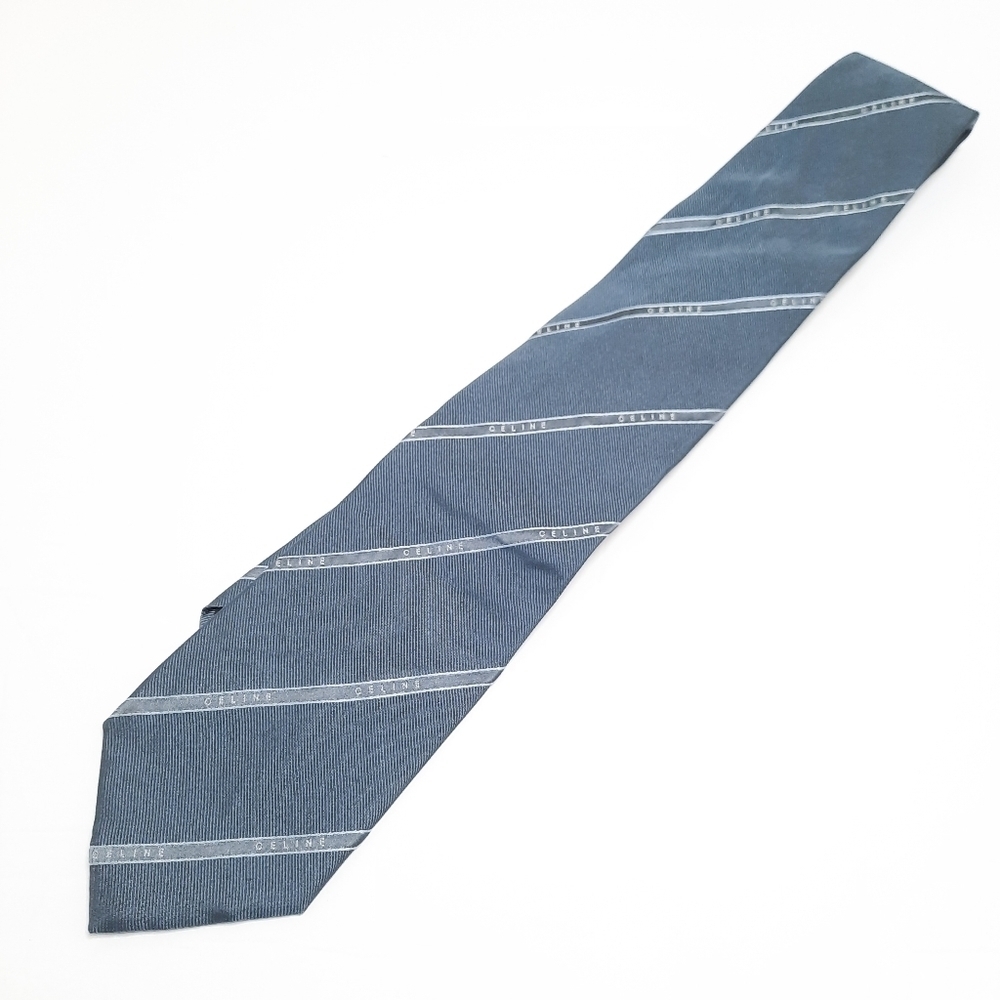 Celine Striped Hand Made Silk Tie